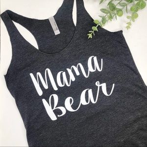 MAMA BEAR Racerback Tank Top Gray White NEW